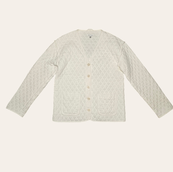 Margaret O'leary Quilted Cotton Jacket in Ivory Size Small - Picture 3 of 9